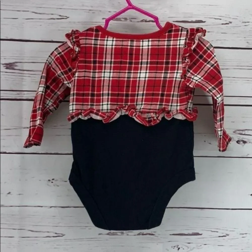 Garanimals Girls One Piece Red And‎ Black Plaid 6-9 Months Romper